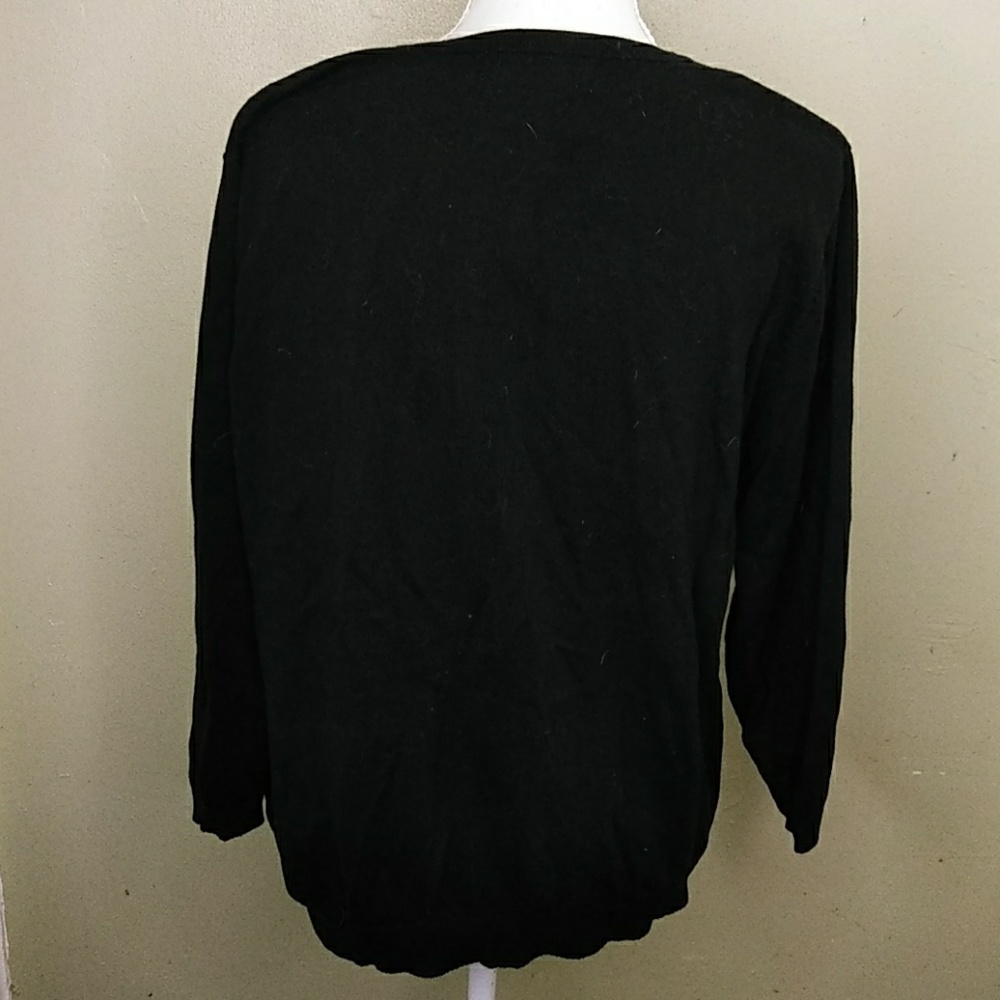 Cathy Daniels Lightweight 100% Cotton Black Zipper Front Cardigan - L - NWOT - Picture 4 of 7